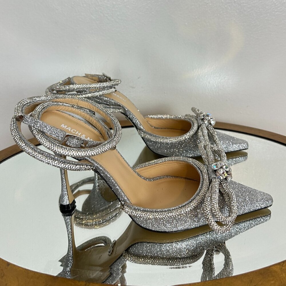 Mach & Mach Double Crystal Bow Pointed Toe 100mm … - image 7